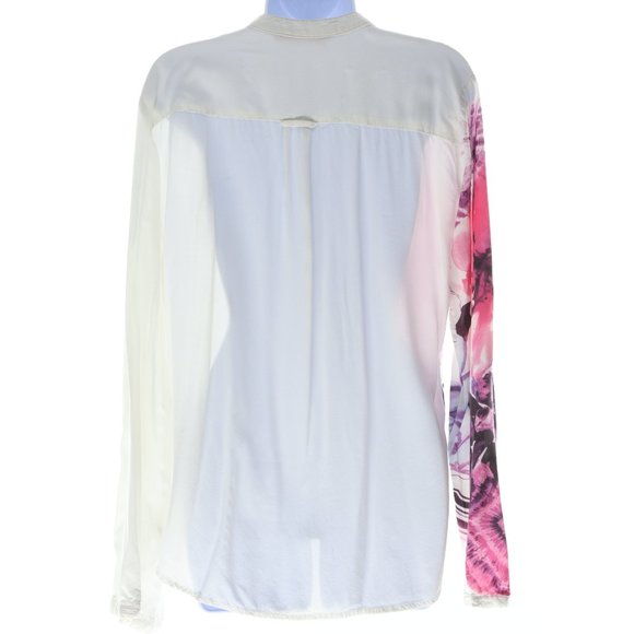 Desigual Floral Long Sleeve Shirt Size Women's L Pink White - Picture 3 of 11